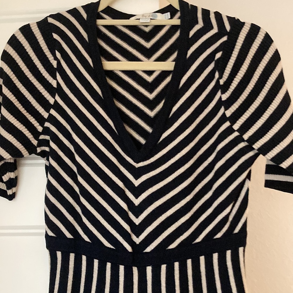 Boden navy cream knit dress